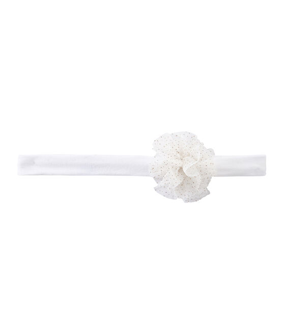 Girl's headband with flower MARSHMALLOW white