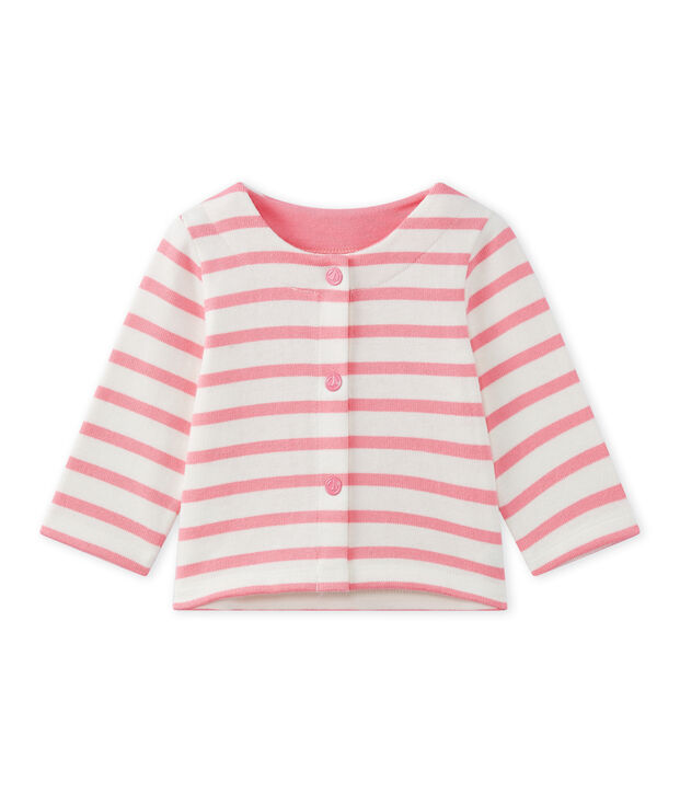 Baby girl's striped cardigan white/pink