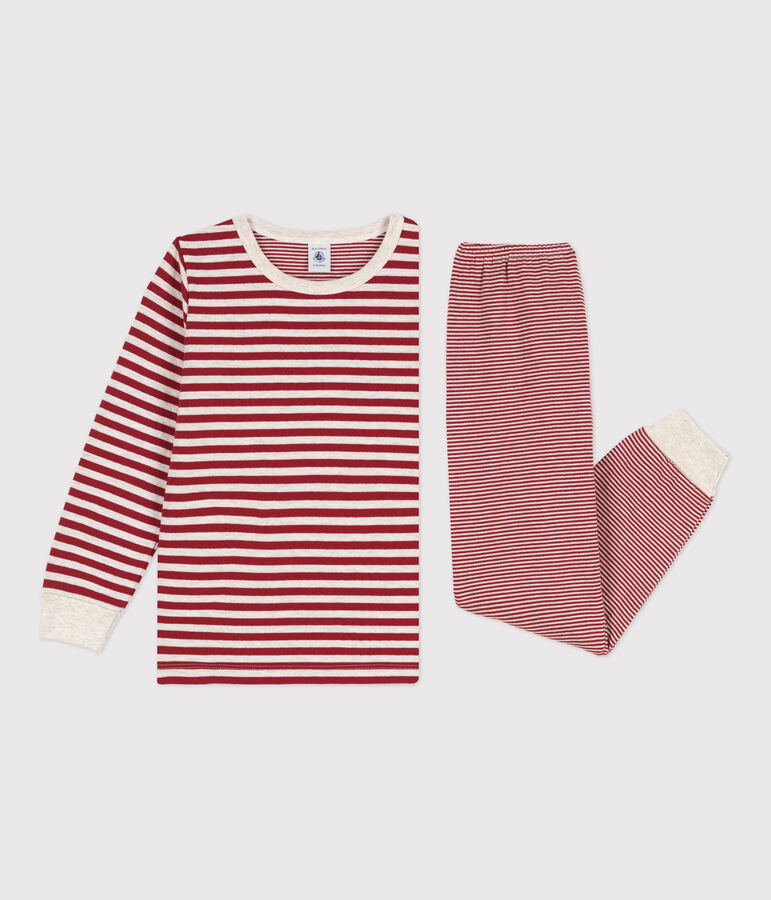 Boys' Stripy Tube Knit Pyjamas red/beige