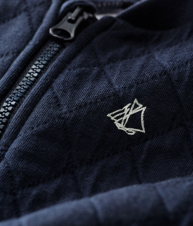 Baby Boys' Quilted Tube Knit Cardigan blue