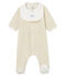 Unisex baby sleepsuit and bib in cotton velour MONTELIMAR CHINE beige