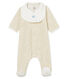 Unisex baby sleepsuit and bib in cotton velour