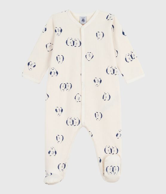 Babies' floral-print brushed fleece pyjamas with a petal collar MILK /MULTICO