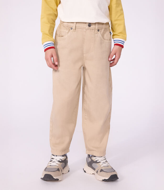 Children's 5-pocket denim trousers. beige