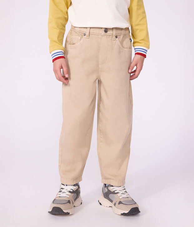 Children's 5-pocket denim trousers. beige