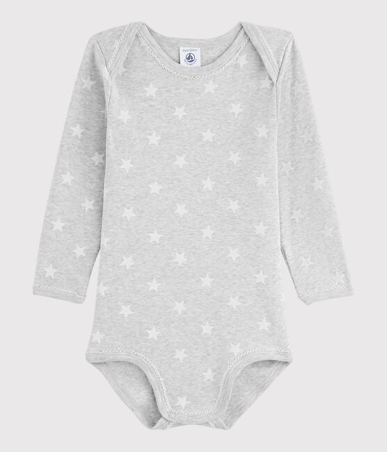 Baby Girls' Long-Sleeved Bodysuit BELUGA grey/MARSHMALLOW white