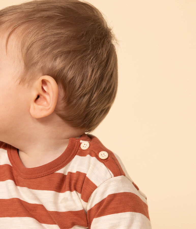 Babies' Patterned Long-Sleeved Skub Jersey T-Shirt brown/ecru