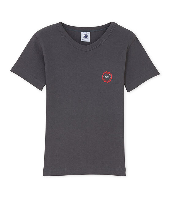 Boy's patterned V-neck tee Maki grey