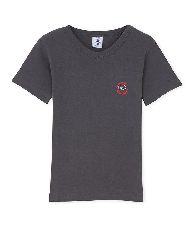 Boy's patterned V-neck tee Maki grey
