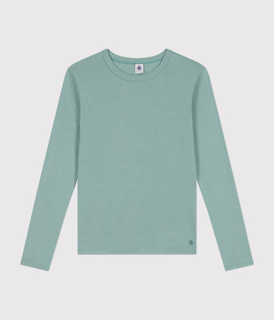 Women's plain rib knit long-sleeved Iconic T-shirt PAUL green