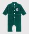 Babies' plain long corduroy jumpsuit green