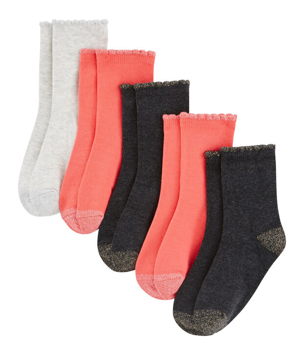 Set of 5 pairs of socks for girls multicolor