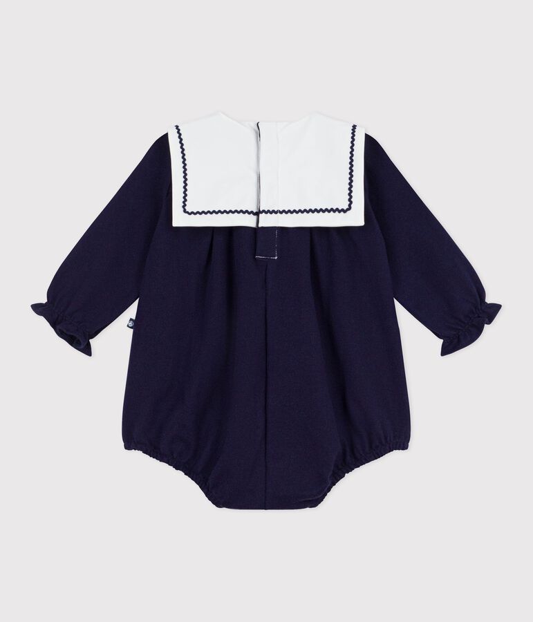 Babies' sailor-style cotton playsuit blue
