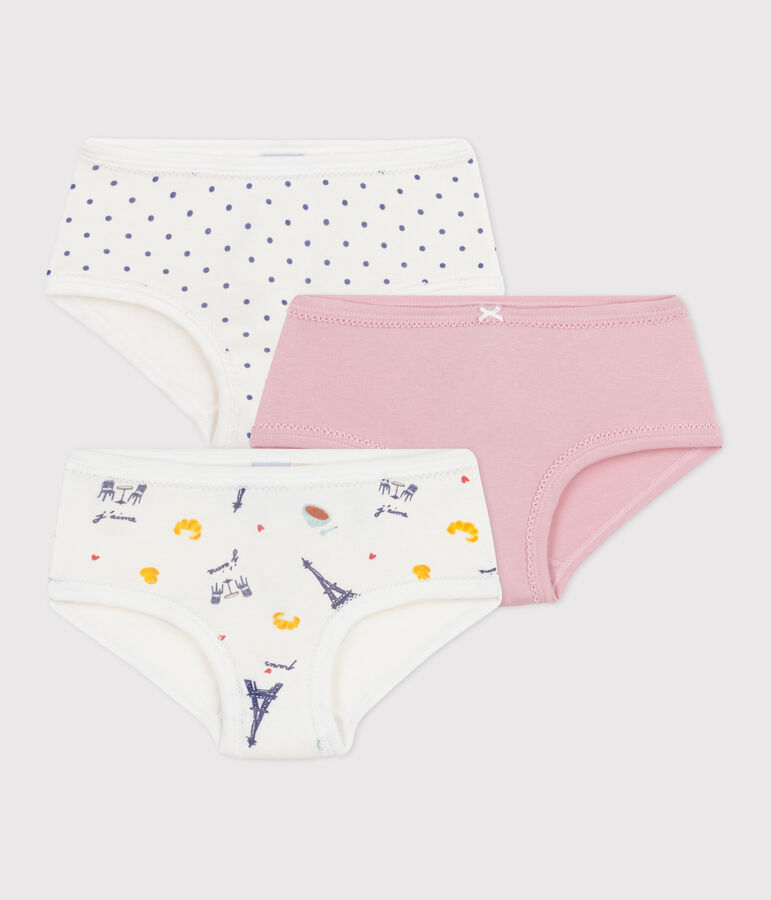 Pack of children's high-waisted Paris-print cotton pants variante 1