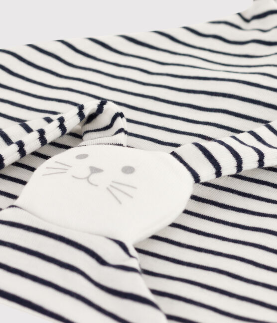 COTTON BRETON COMFORTER MARSHMALLOW white/SMOKING blue