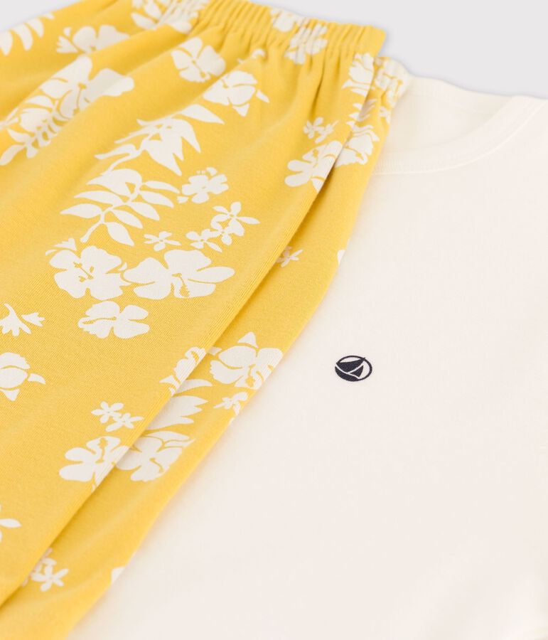 Boys' Cotton Short Pyjamas MARSHMALLOW white/ORGE