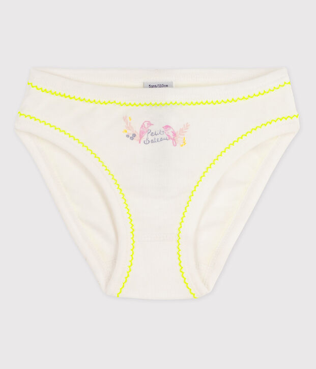 Girls' Cotton Briefs white/yellow