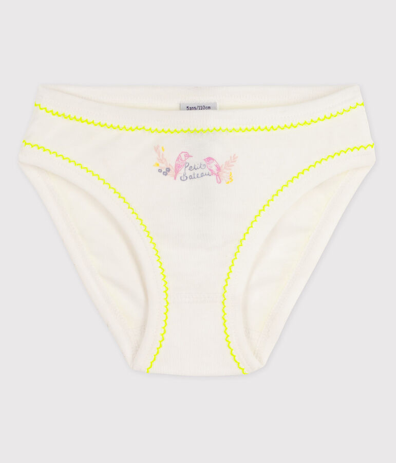 Girls' Cotton Briefs white/yellow