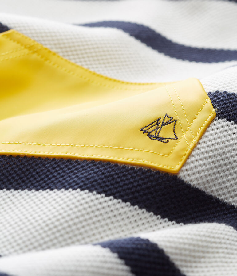 Baby boys' breton striped long all-in-one white/blue