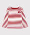 Girls' Jersey Breton Top MARSHMALLOW white/TERKUIT red