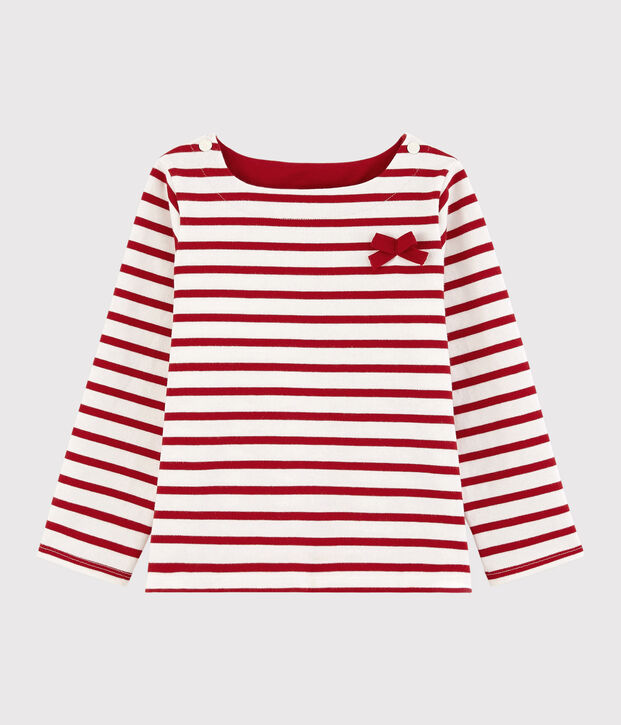 Girls' Jersey Breton Top white/red