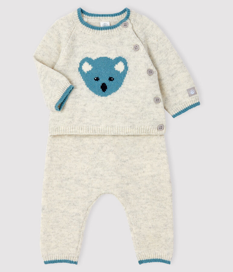 2-piece jacquard knit baby set BELUGA CHINE grey
