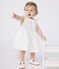 Babies' sleeveless white cotton broderie anglaise dress MARSHMALLOW white