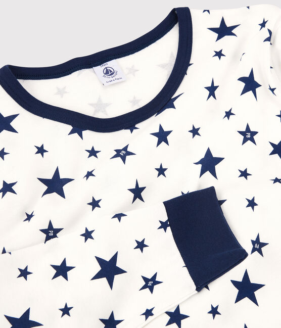 Unisex Starry Cotton Pyjamas MARSHMALLOW white/MEDIEVAL blue