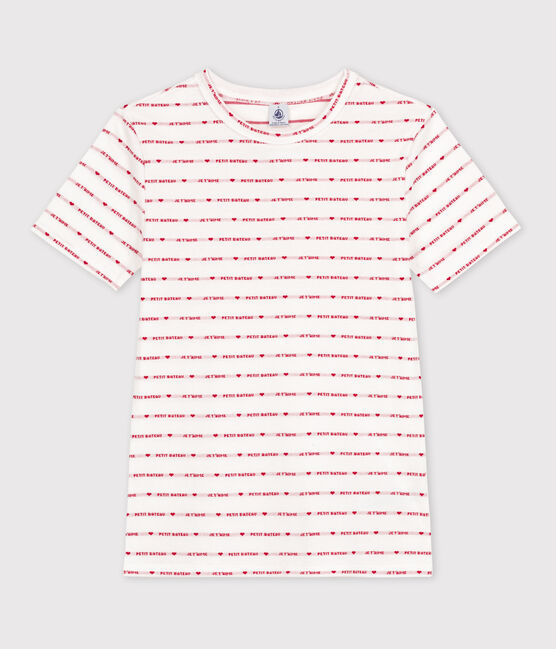 Women's Iconic Organic Cotton Round Neck T-Shirt MARSHMALLOW white/TERKUIT red