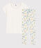 Girls'/Women's Spring Floral Pattern Cotton Pyjamas MARSHMALLOW white/MULTICO white