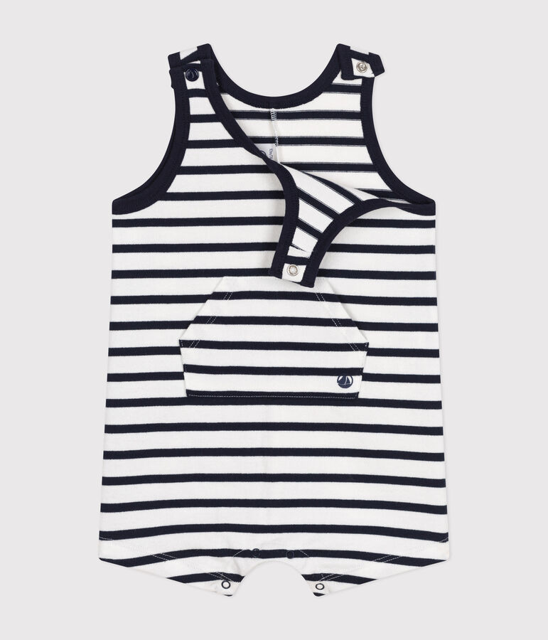 Babies' Striped Jersey Playsuit white/blue