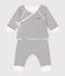 Babies' Cotton Striped Outfit - 2-Piece Set MARSHMALLOW white/SMOKING blue