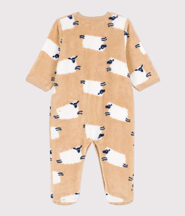 Fleece onesie for baby beige/multicolor