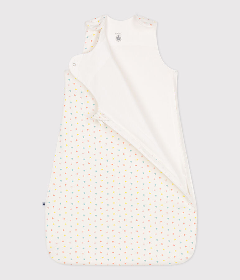 Baby sleeping bag in printed cotton TOG 1.5 MARSHMALLOW white/MULTICO white