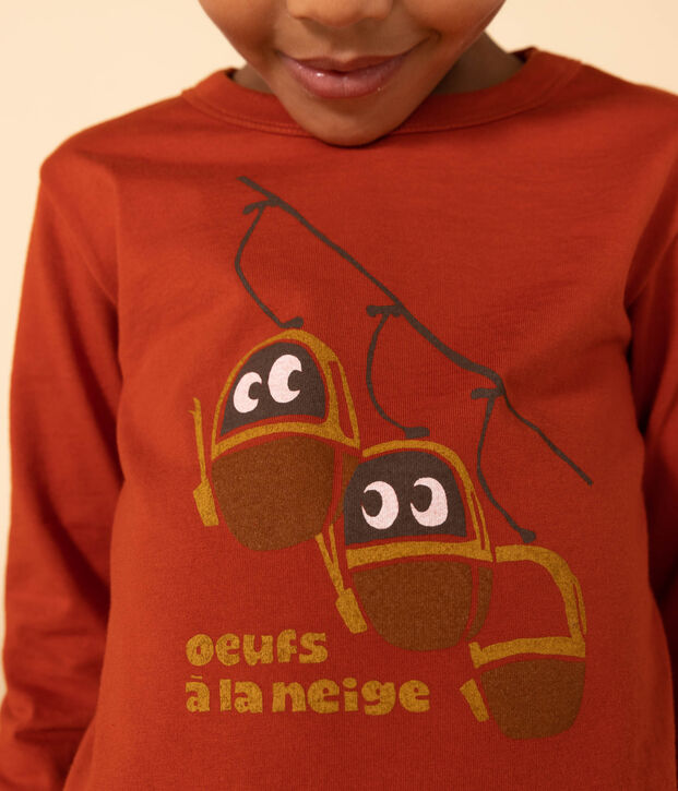 Children's unisex long-sleeved cotton T-shirt red