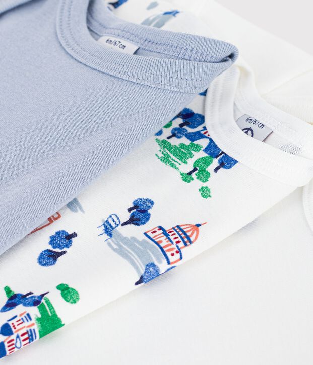 Pack of short-sleeved star print cotton bodies for babies multicolor