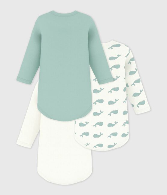 Pack of babies' long-sleeved whale-print cotton bodies variante 1