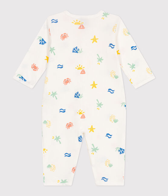 Babies' printed cotton footless pyjama suit MARSHMALLOW white/MULTICO white