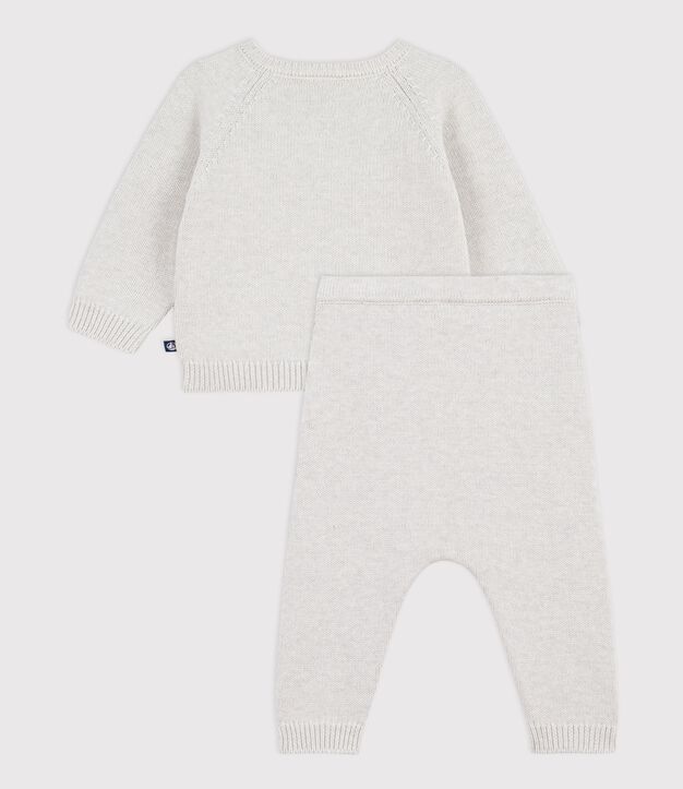 2-piece baby set in cotton knit with teddy bear pattern MONTELIMAR CHINE