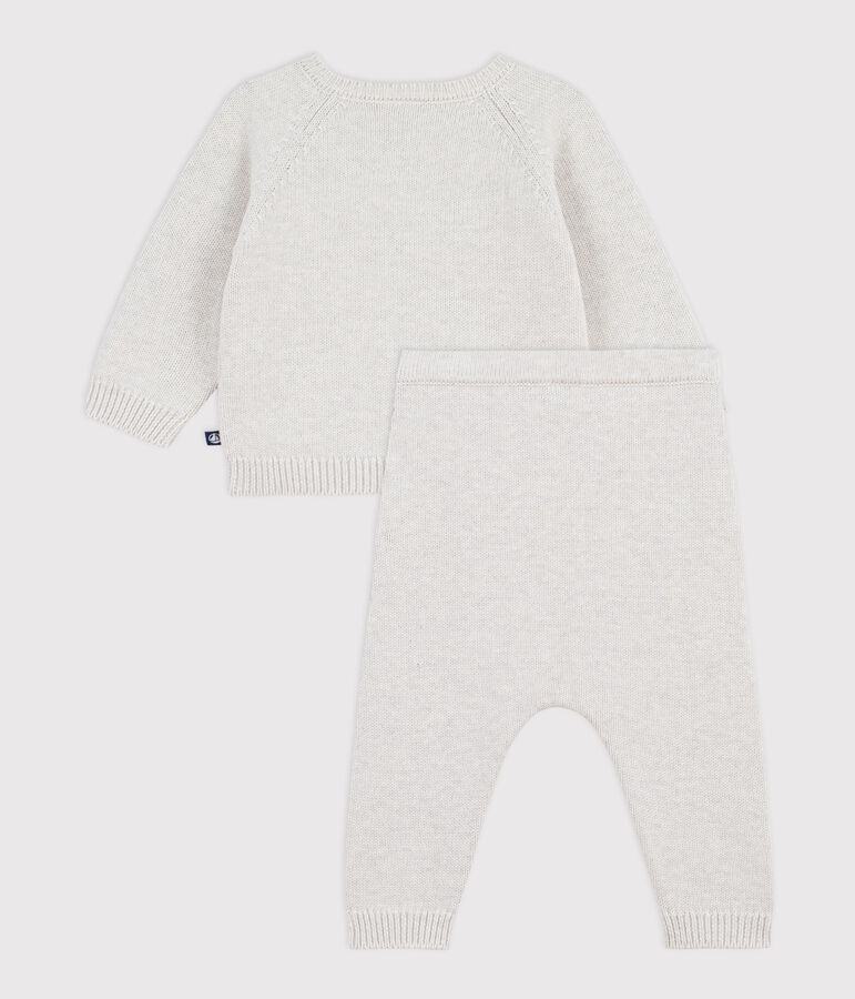 Babies' knitted wool and cotton outfit with a bear design MONTELIMAR CHINE beige