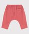 Babies' Plain Organic Cotton Gauze Harem Pants PAPAYE pink