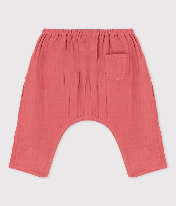 Babies' Plain Organic Cotton Gauze Harem Pants pink