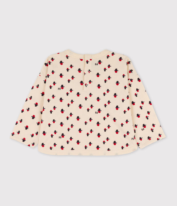 Babies' Long-Sleeved T-shirt Printed tube knit Ecru/multicolor
