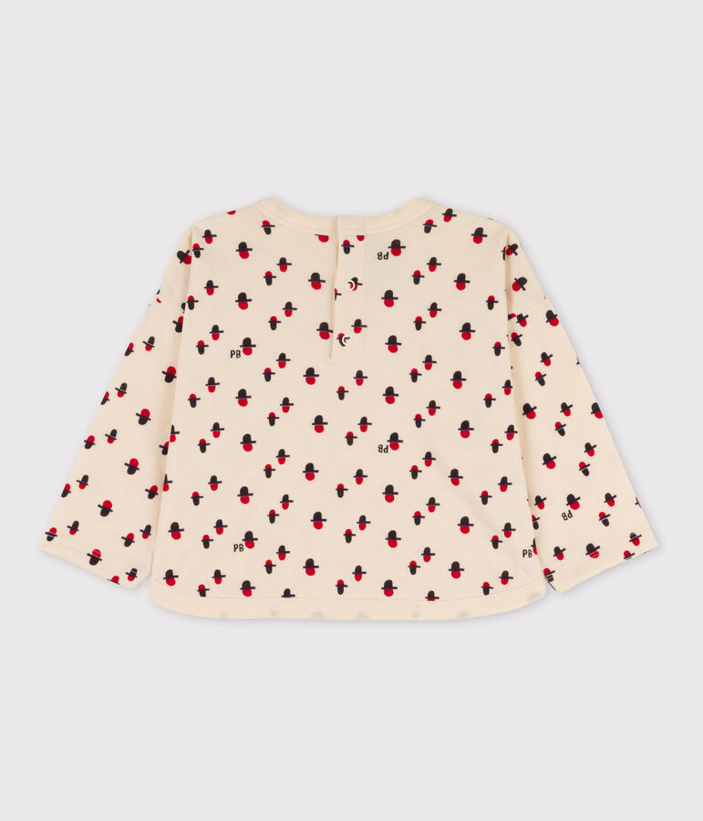 Babies' Long-Sleeved T-shirt Printed tube knit Ecru/multicolor