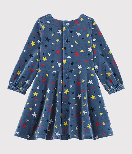 Baby girl's long-sleeved dress MEDIEVAL blue/MULTICO white