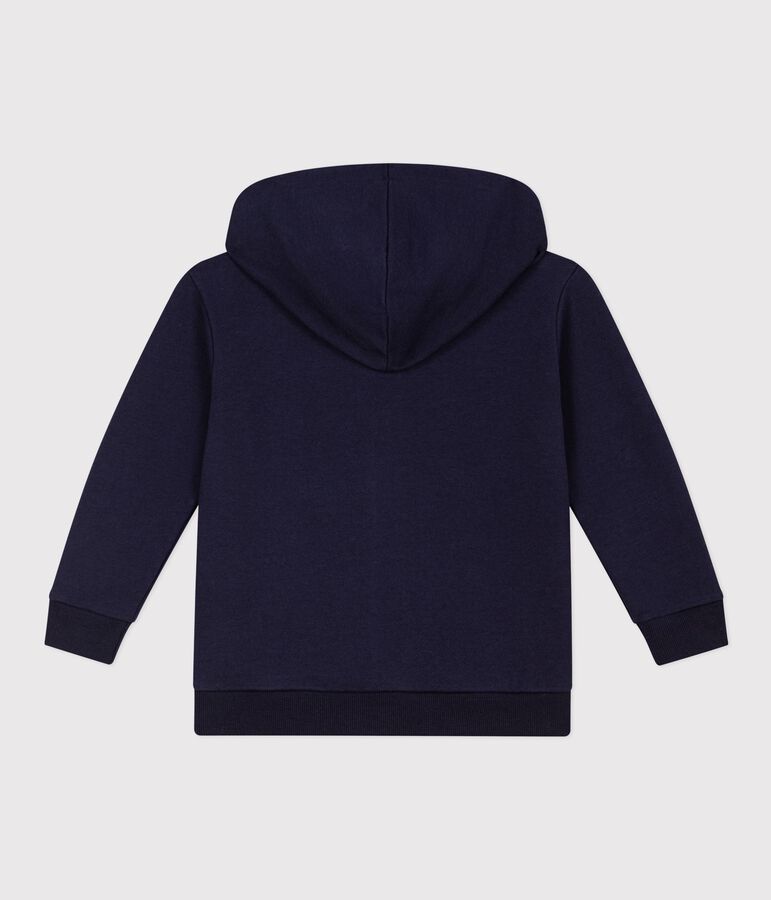 Children's plain zip-up cotton hoodie blue