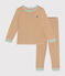 Children's striped cotton pyjamas CUIVRE brown/MARSHMALLOW