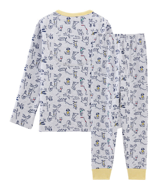 Boys' Ribbed Pyjamas BELUGA grey/MULTICO white