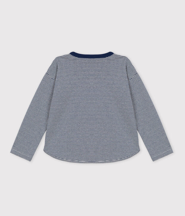 Boys' Long-Sleeved Tube Knit T-Shirt blue/beige