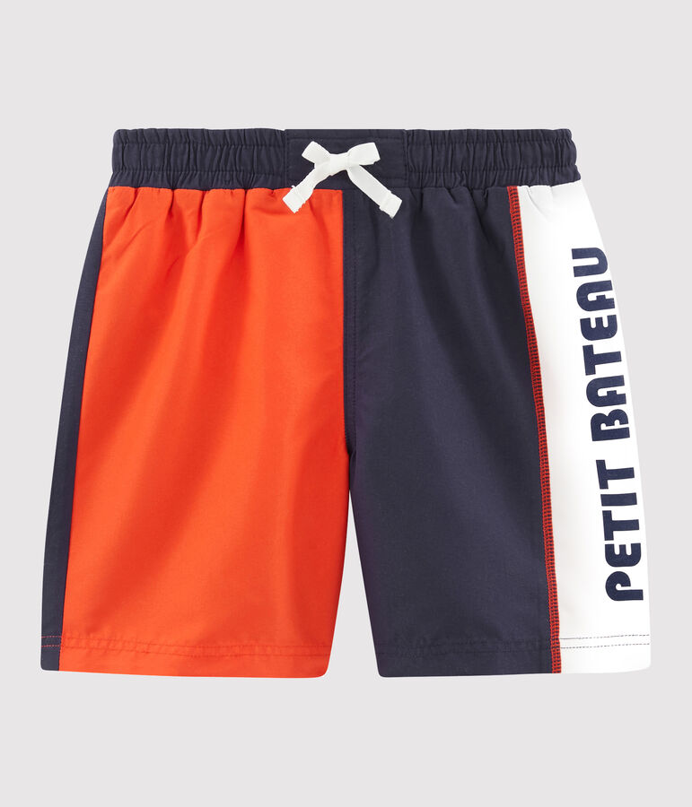 Boys' colour block Beach Shorts TOUAREG blue/SPICY orange